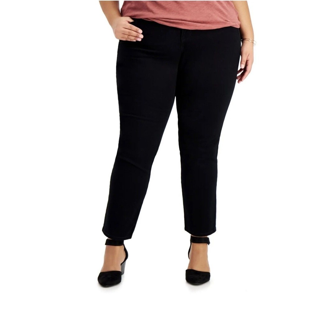 Style & Co Women's Plus Size 16W High-Rise Classic Straight Jeans, Black, NwT